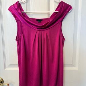 Theory Fuscia Cowl Neck Top